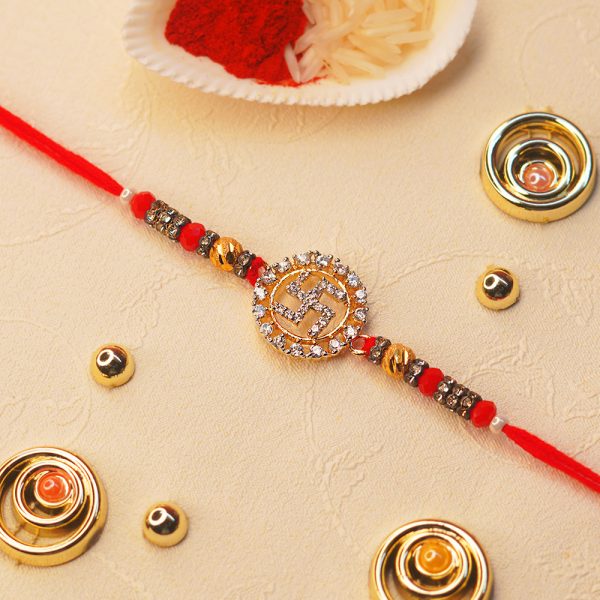 Swastika Round Crystal Rakhi
