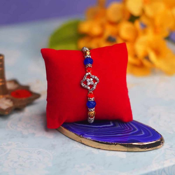 Silver Blue Pearl Rakhi
