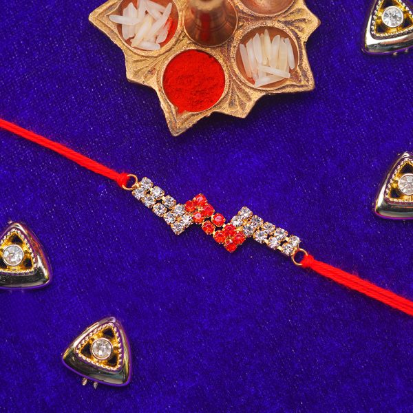 Red & Silver Crystal Rakhi