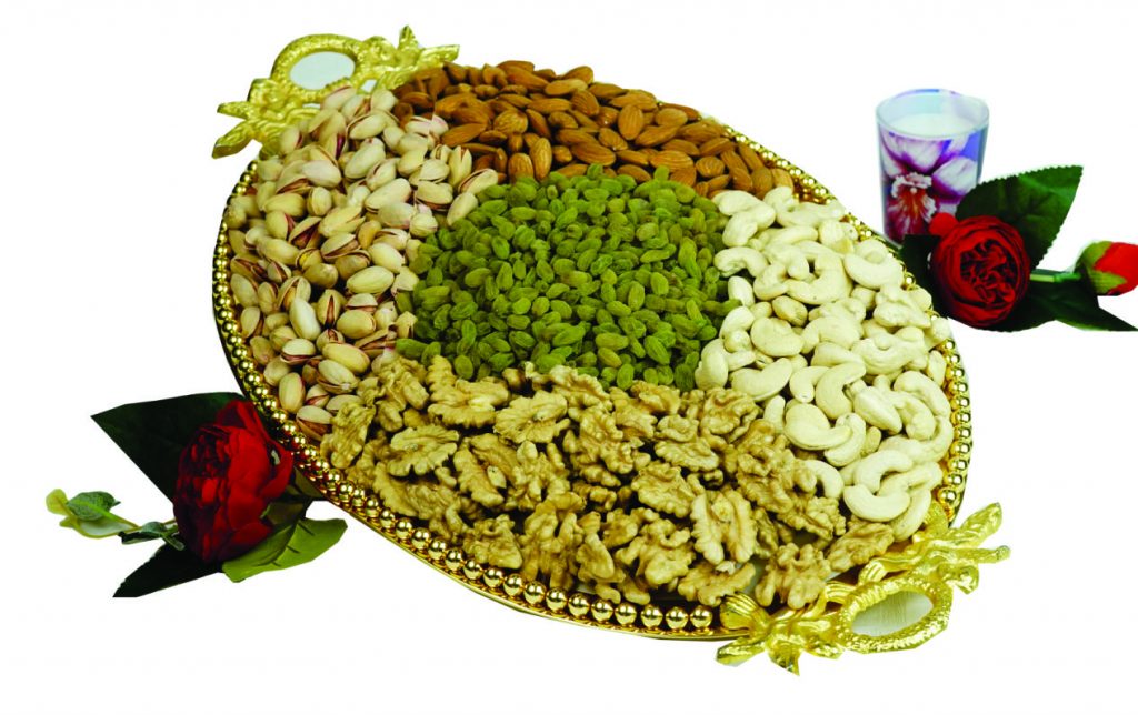 Golden Oval Dry Fruit Tray ChhappanBhog