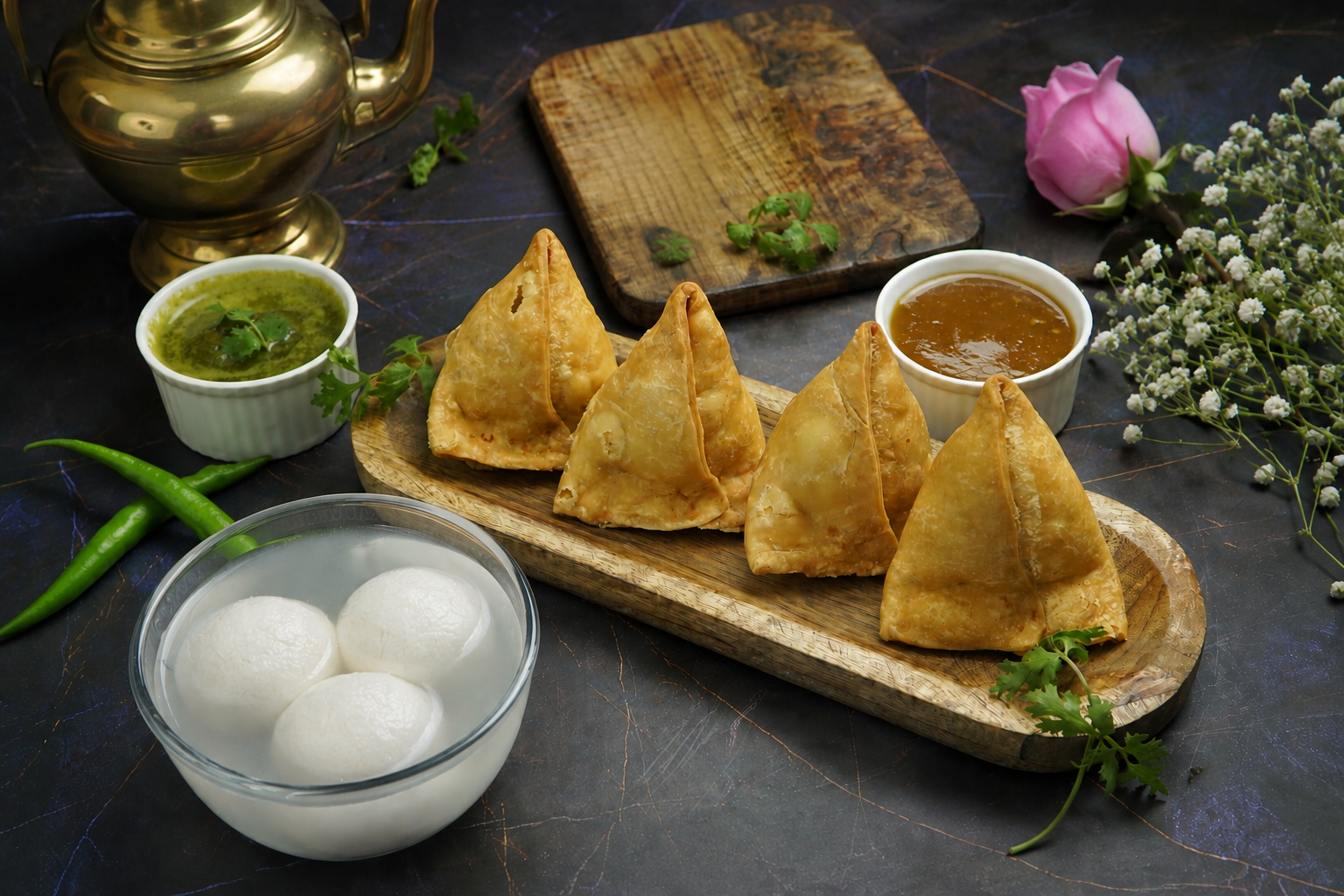 Rasogulla (5 Pcs)+Samosa(2 Pcs)