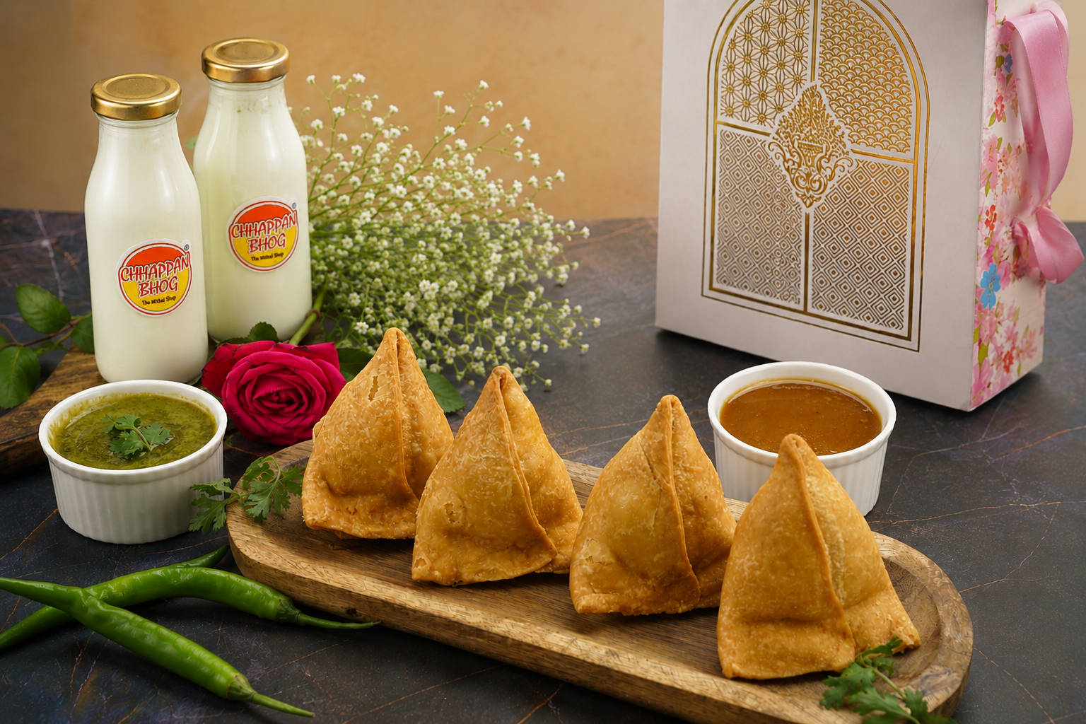 Samosa(4 Pcs)+Sweet Lassi (2 Pcs)