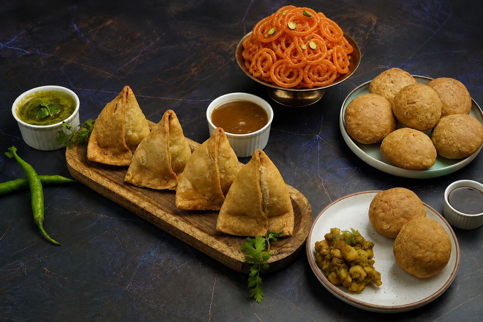 Samosa(4Pcs)+Khasta With Aloo (2 Pcs)+Kesar Jalebi (250Gms)