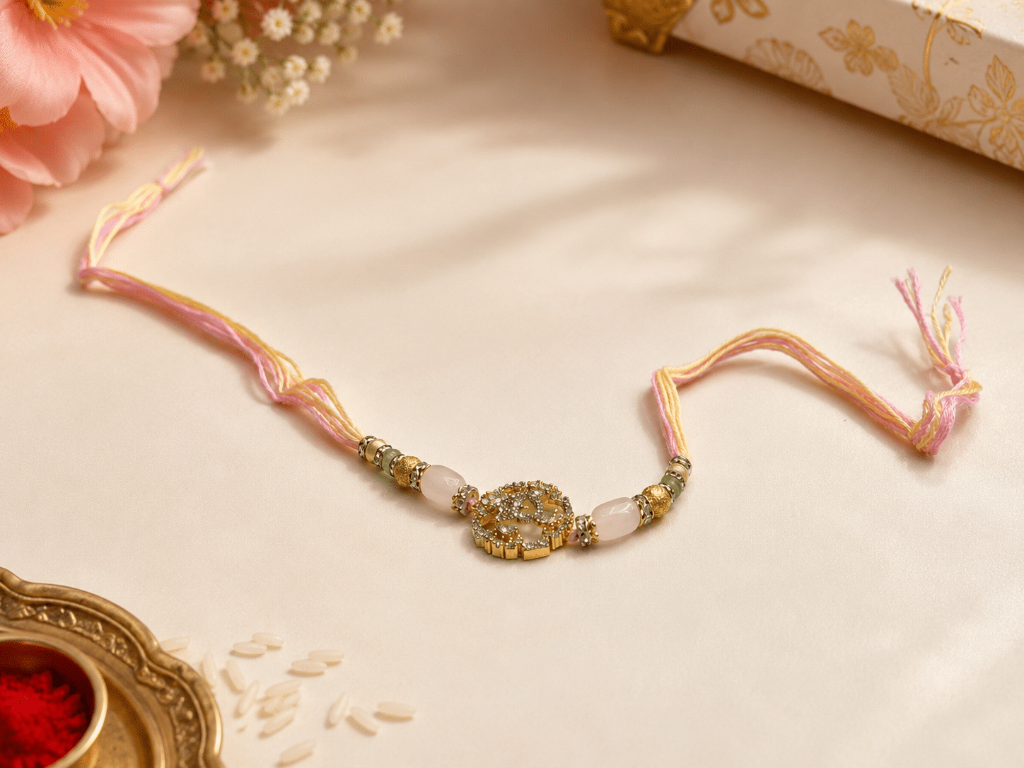 Pastel Pink Thread Rakhi