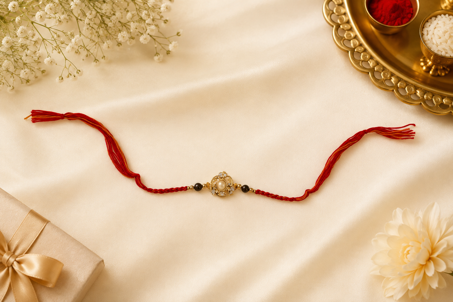 Pearl Floral Rakhi (B6423)