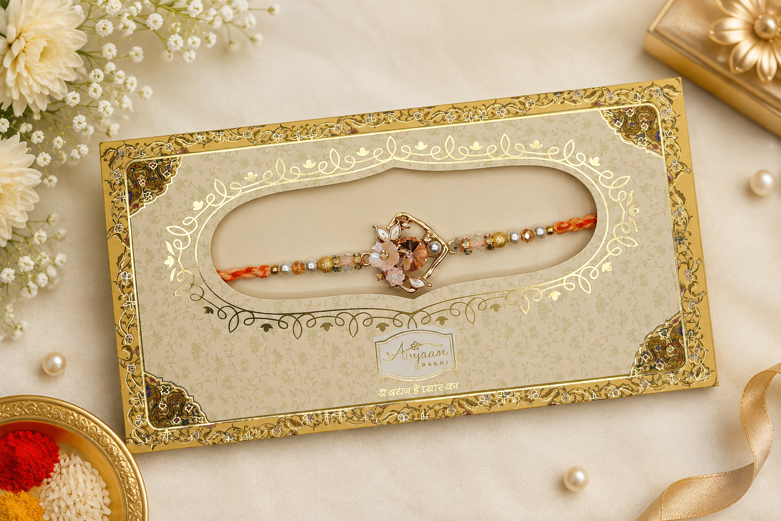 Golden Blossom Rakhi(B6428)