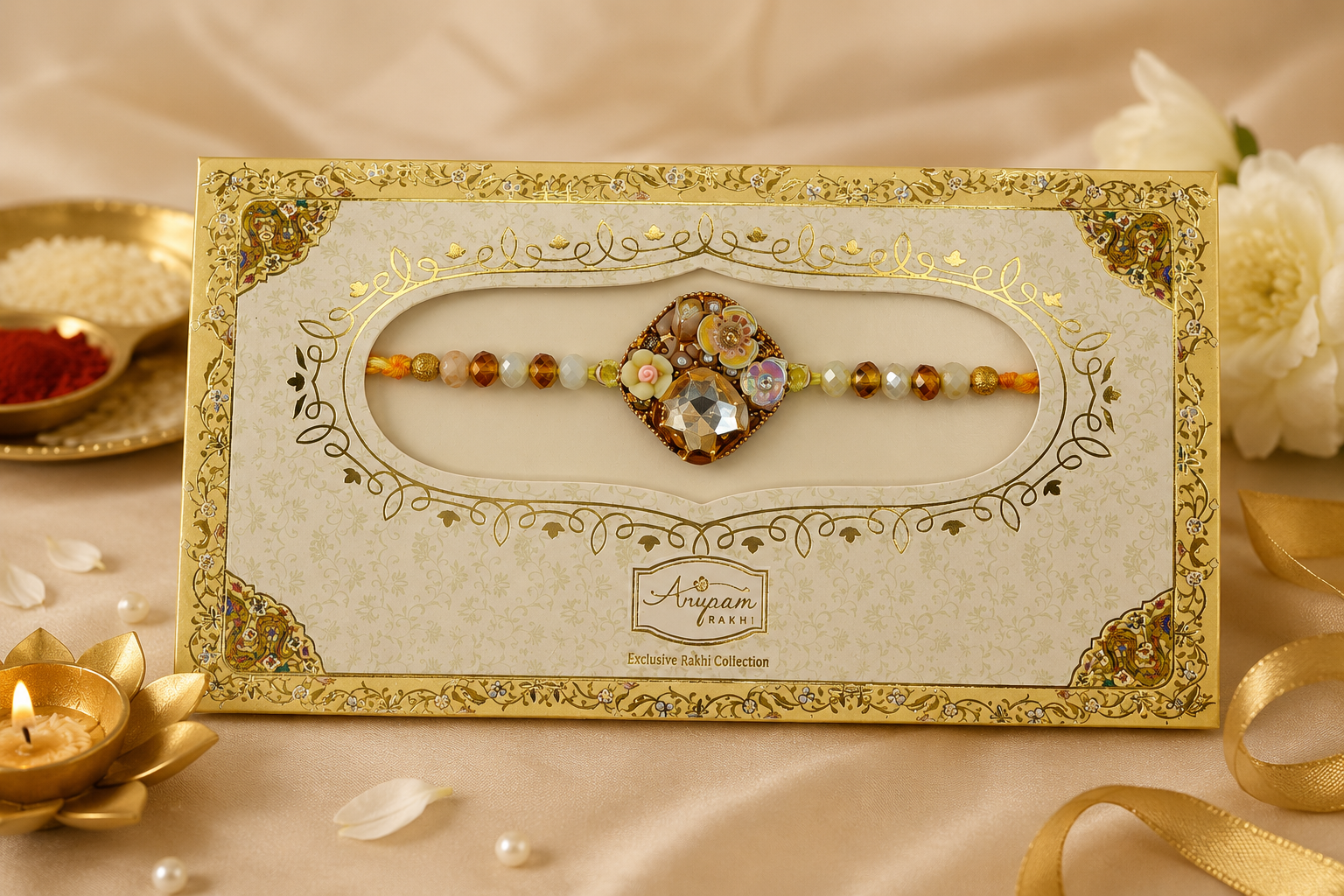 Crystal Floral Rakhi(B6439)