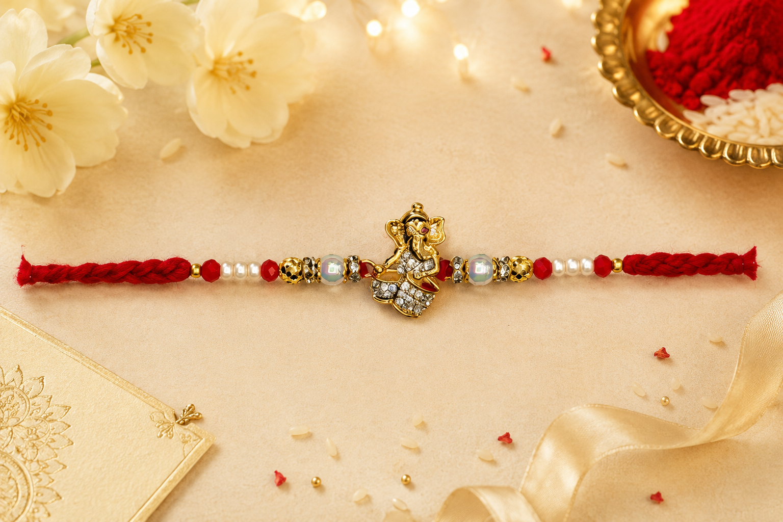 Golden Ganesh Rakhi (B7754)