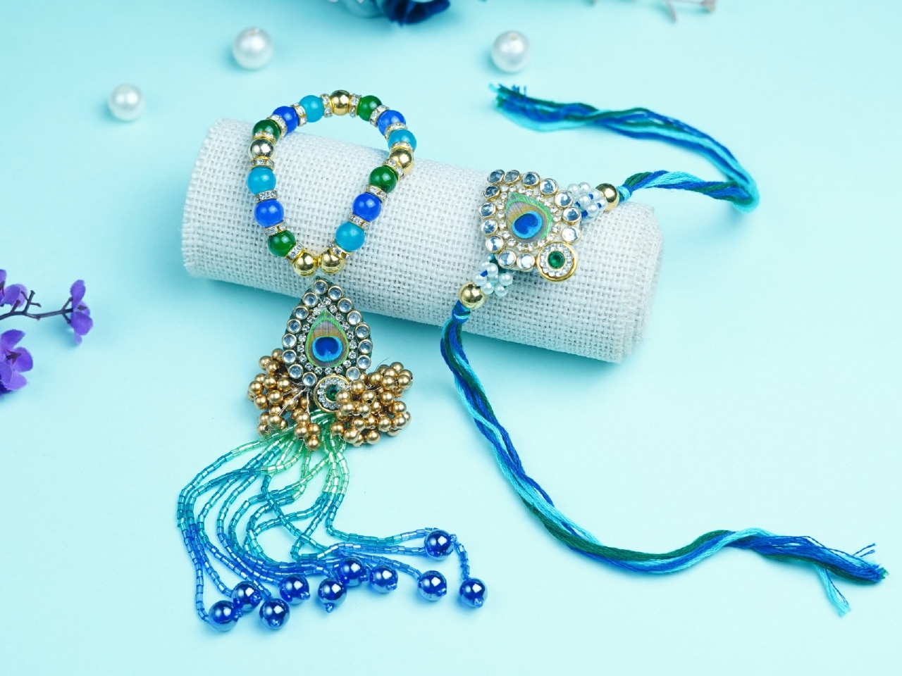 Peacock Lumba Rakhi Set