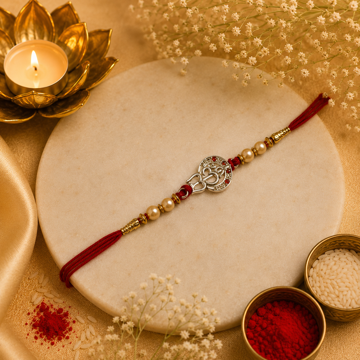 Om Trishul Silver Rakhi(CB-S-06)