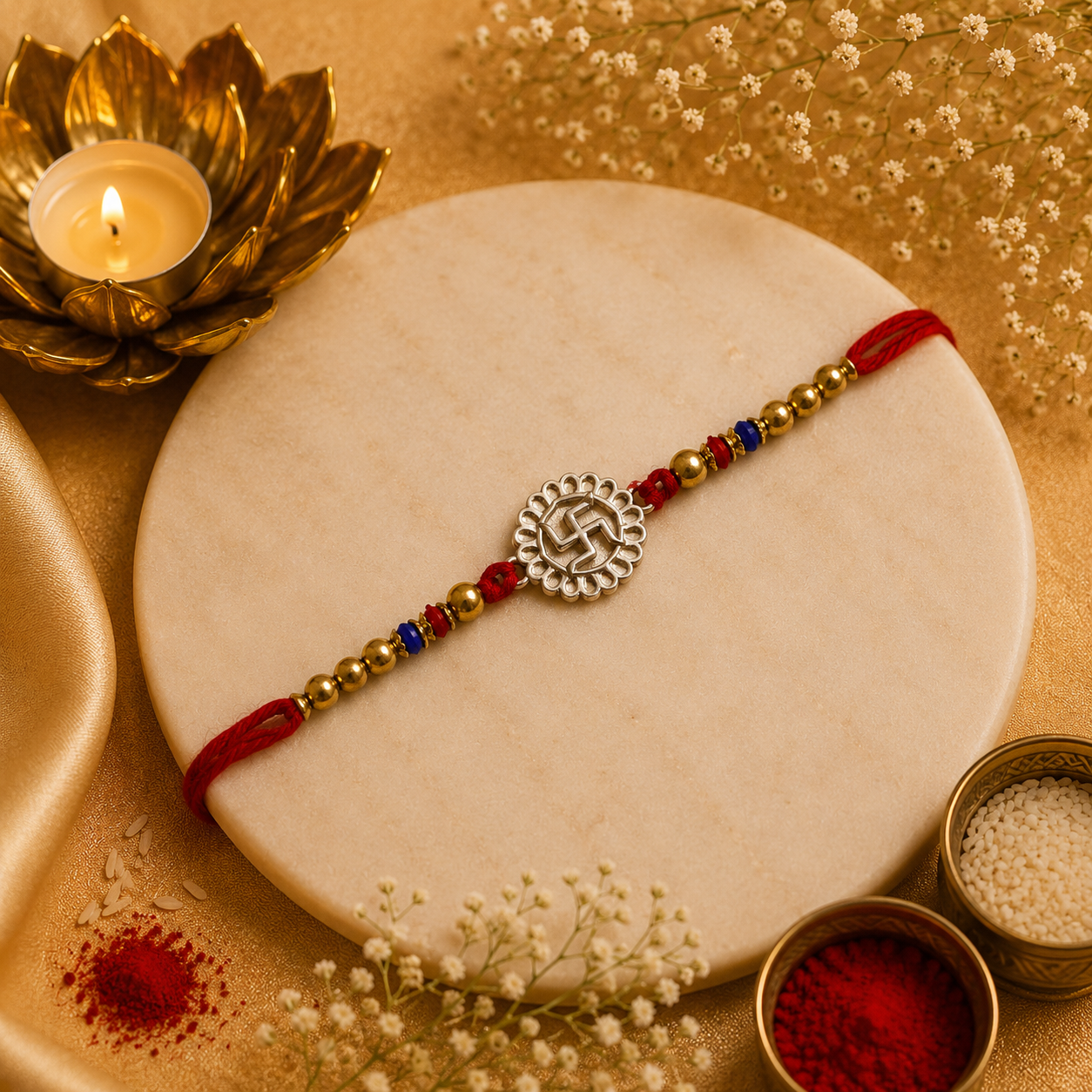 Swastik Silver Rakhi(CB-S-09)