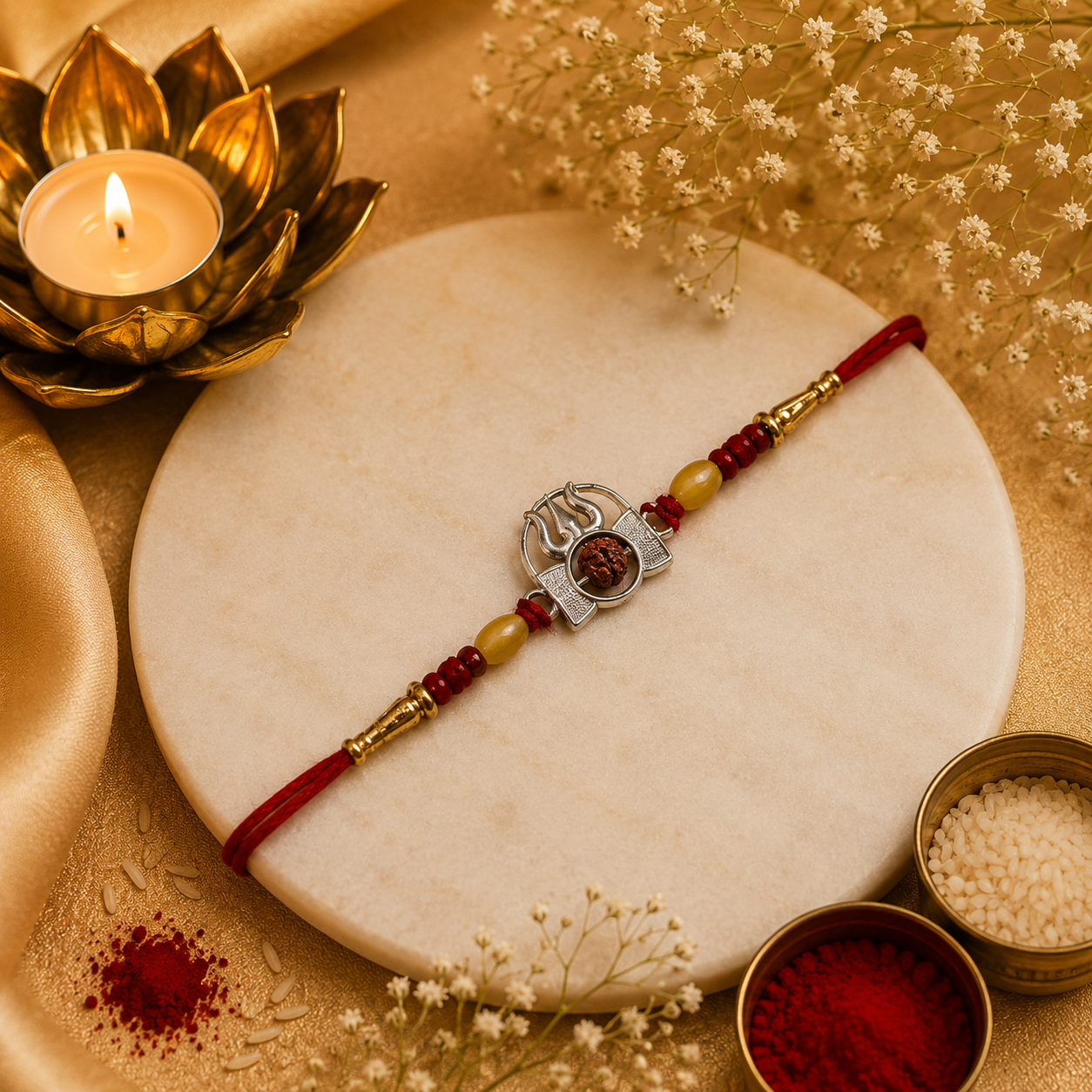 Shiv Rudraksha Silver Rakhi (CB-S-10)