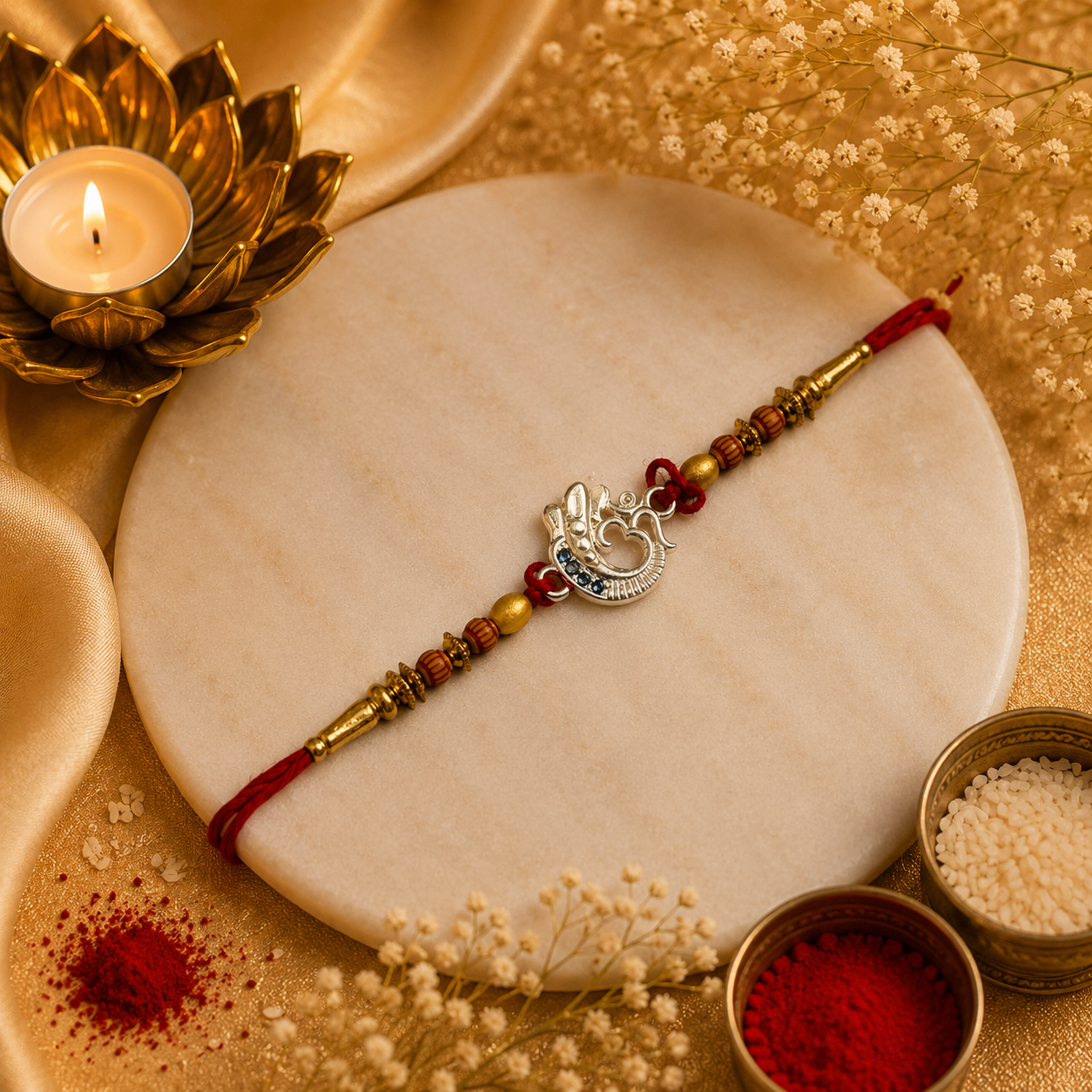 Shubh Om Silver Rakhi(CB-S-12)
