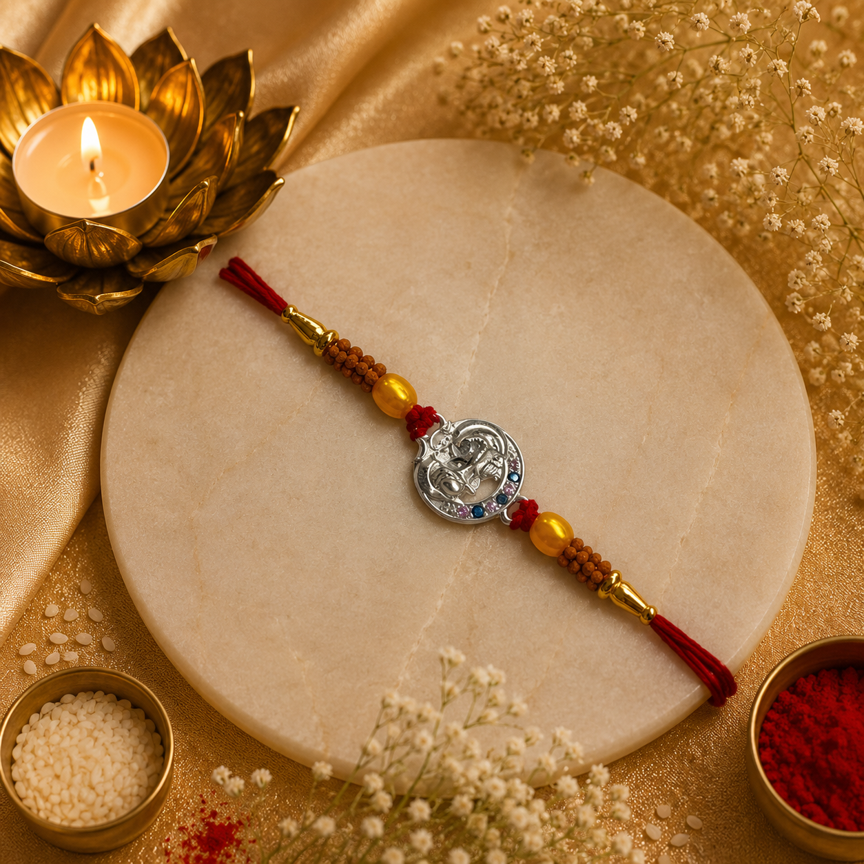 Divine Ganesha Silver Rakhi (CB-S-27)