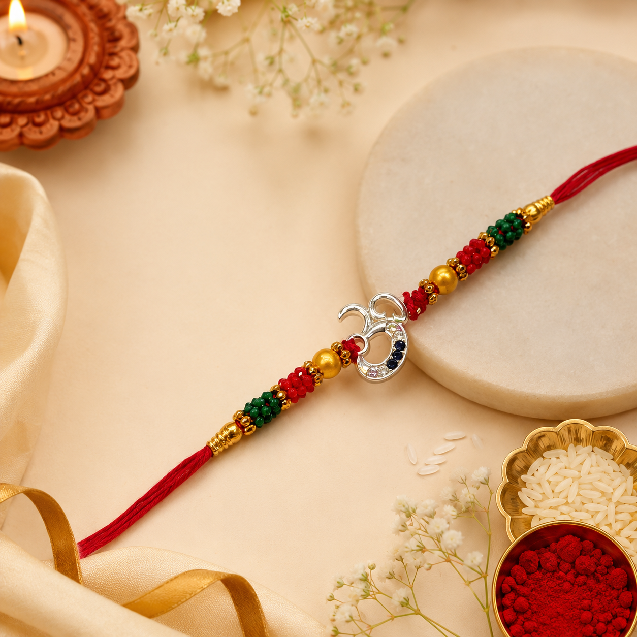 Silver Om Rakhi (CB-S-28)