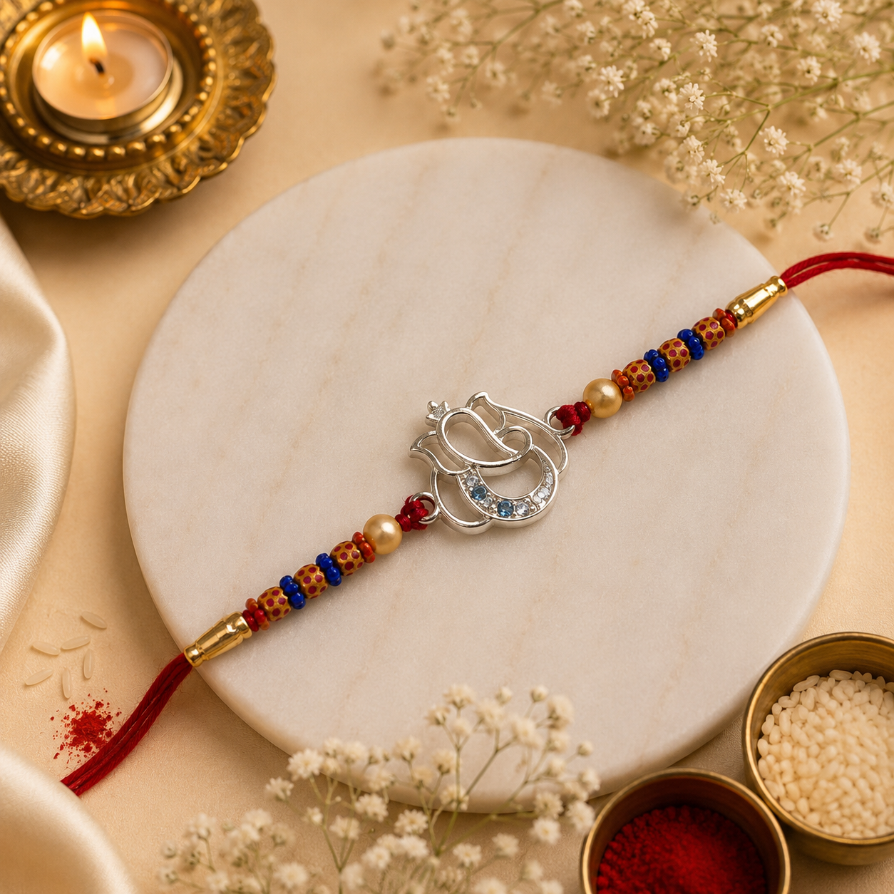 Ganesh Jewel Silver Rakhi (CB-S-40)