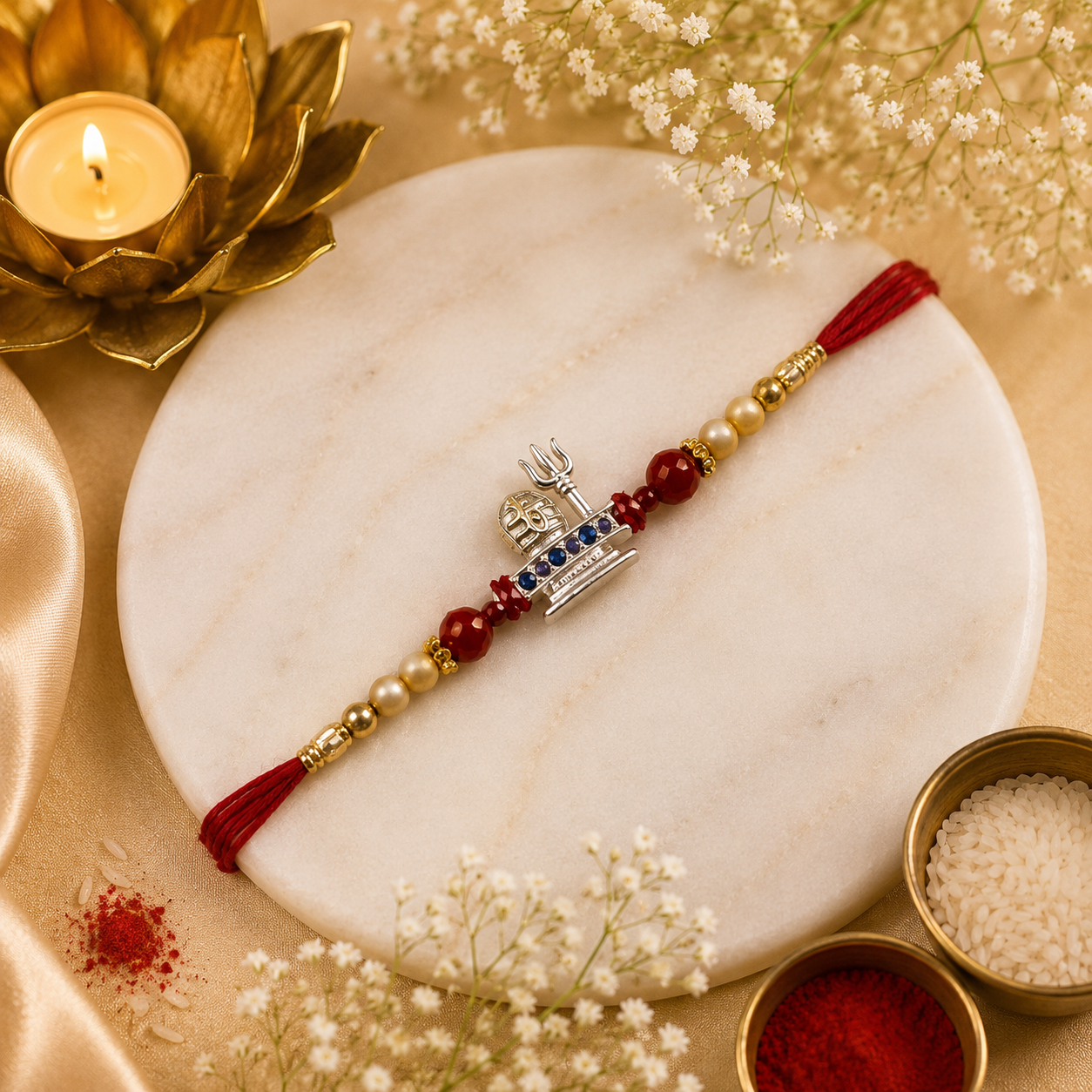 Shiv Trishul Silver Rakhi (CB-S-48)