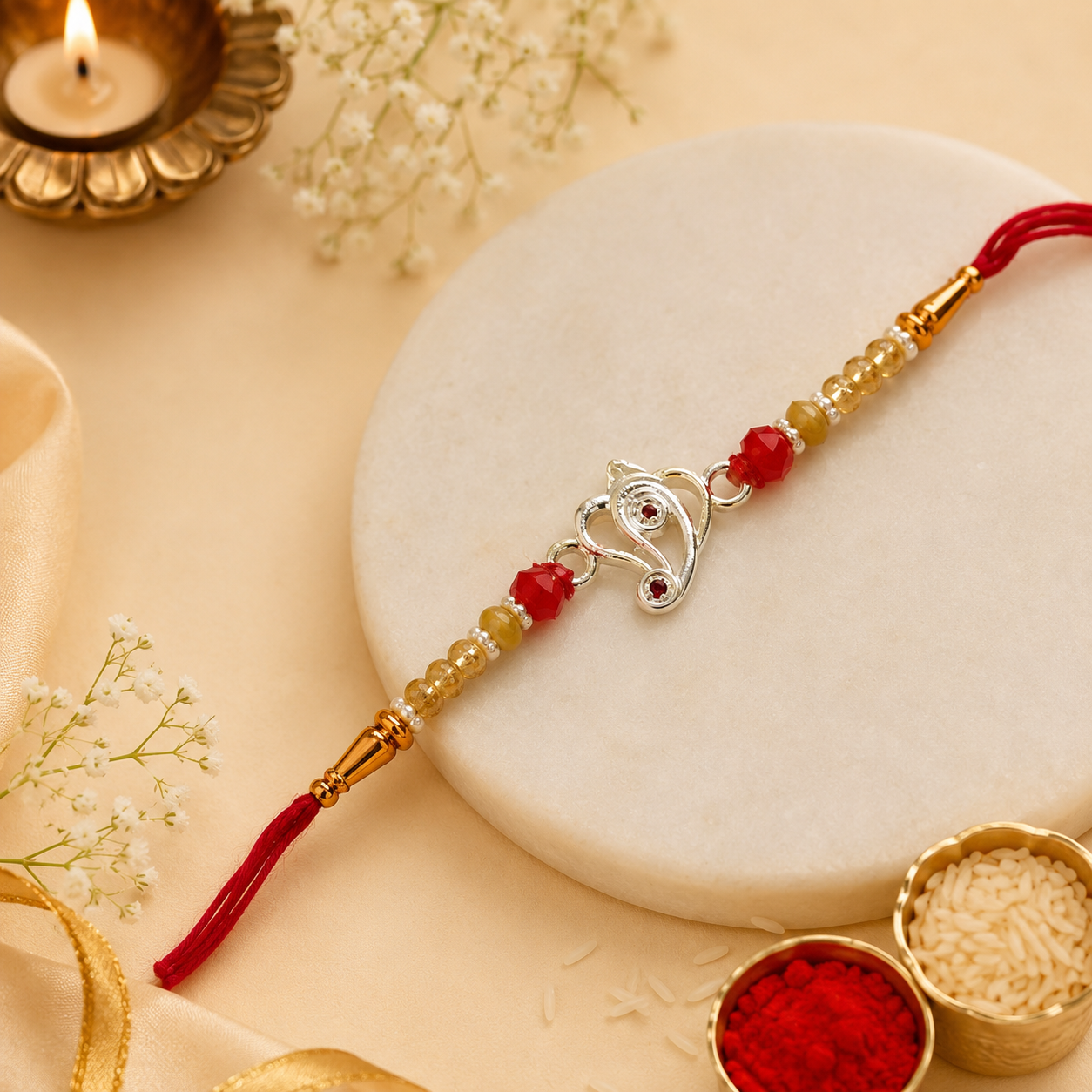 Ganesh Divine Silver Rakhi (CB-S-56)