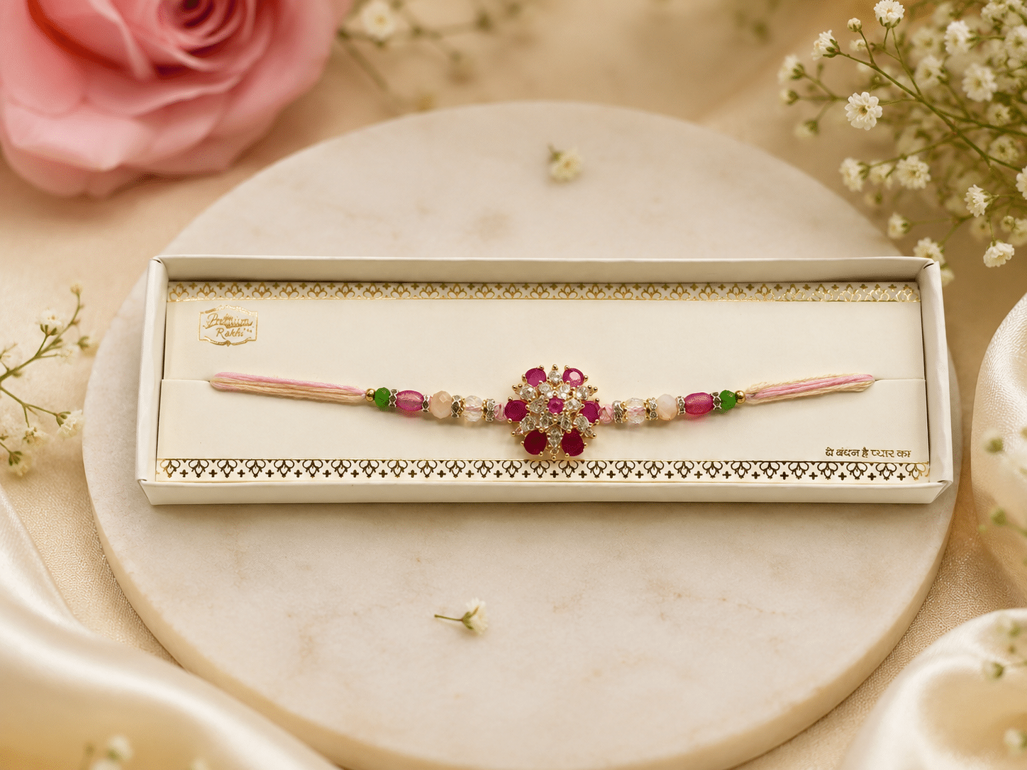Ruby Blossom Floral Rakhi