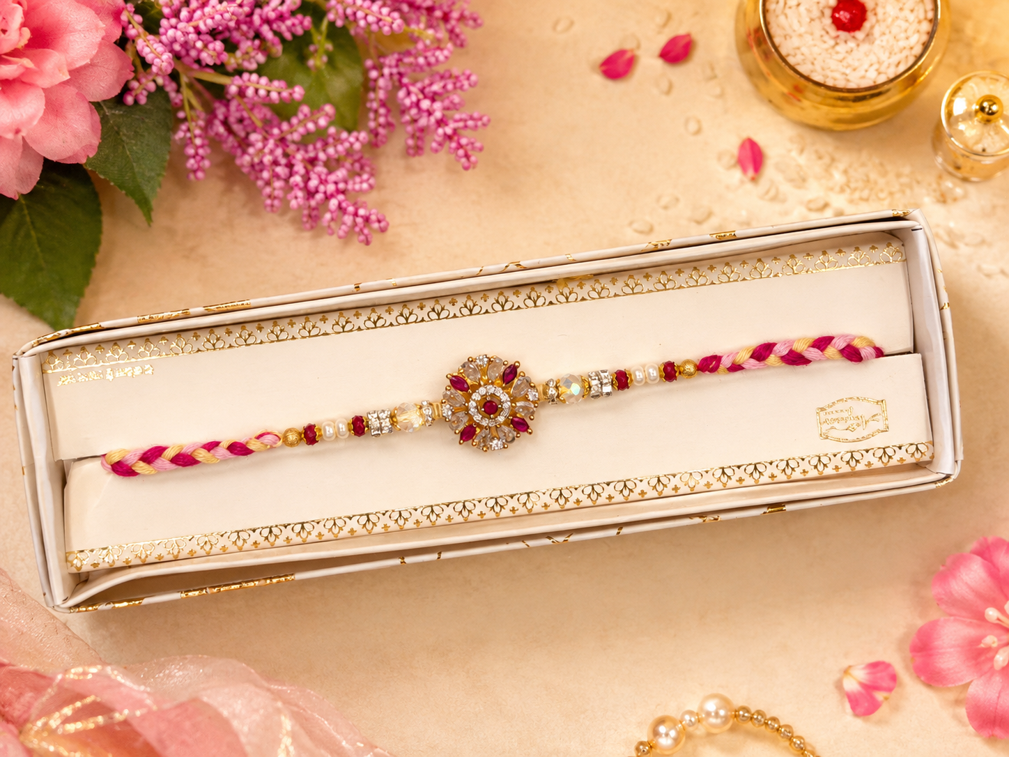 Rani Pink Floral Rakhi (VN123)