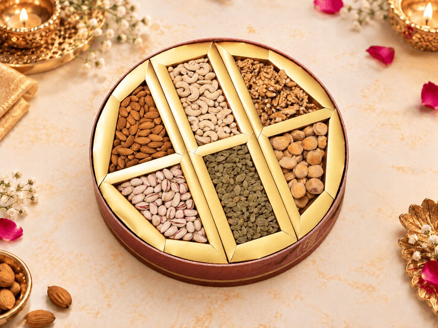 Big Round Handpicked Dryfruits Box